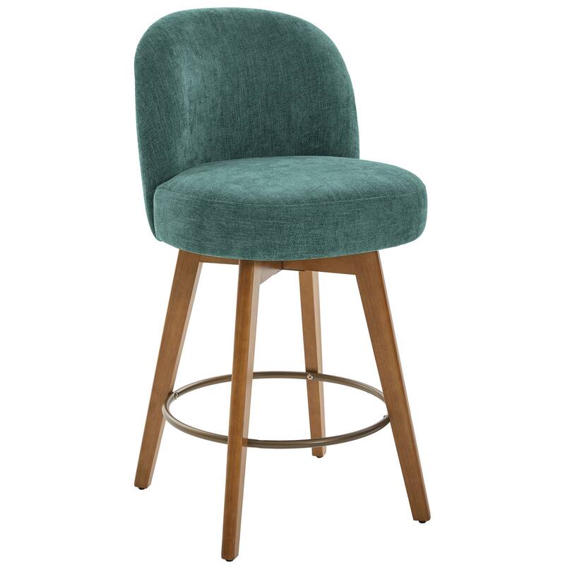 Fabric Upholstered Counter Height Swivel Bar Stools - 37.8"H x 19.7"W x 23.2"D