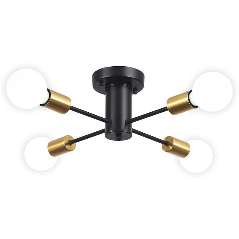 4-Light Modern Semi Flush Mount Chandelier for Bedroom Study Room