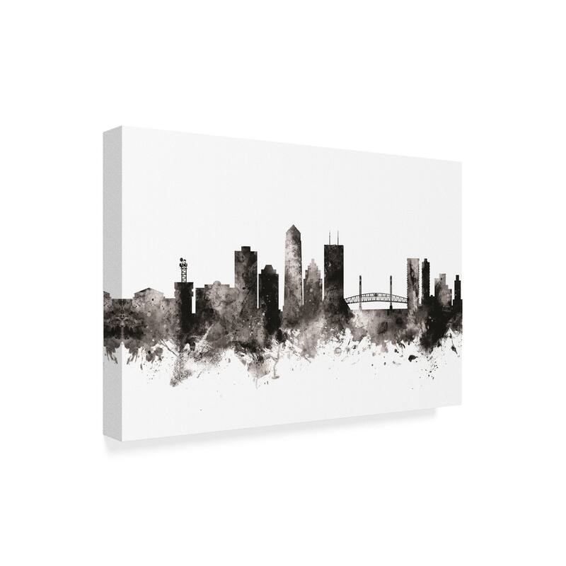 Michael Tompsett 'Jacksonville Florida Skyline Black White' Canvas Art