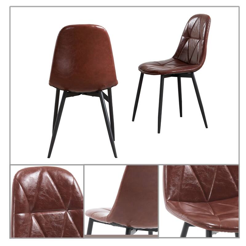 Vintage Style Dining Chairs with Metal Legs and Upholstered Backrest for Kitchen Bedroom Living Room