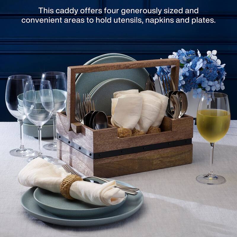 Mikasa Mango Wood Dinner Caddy - 12 x 9 x 5.25 in