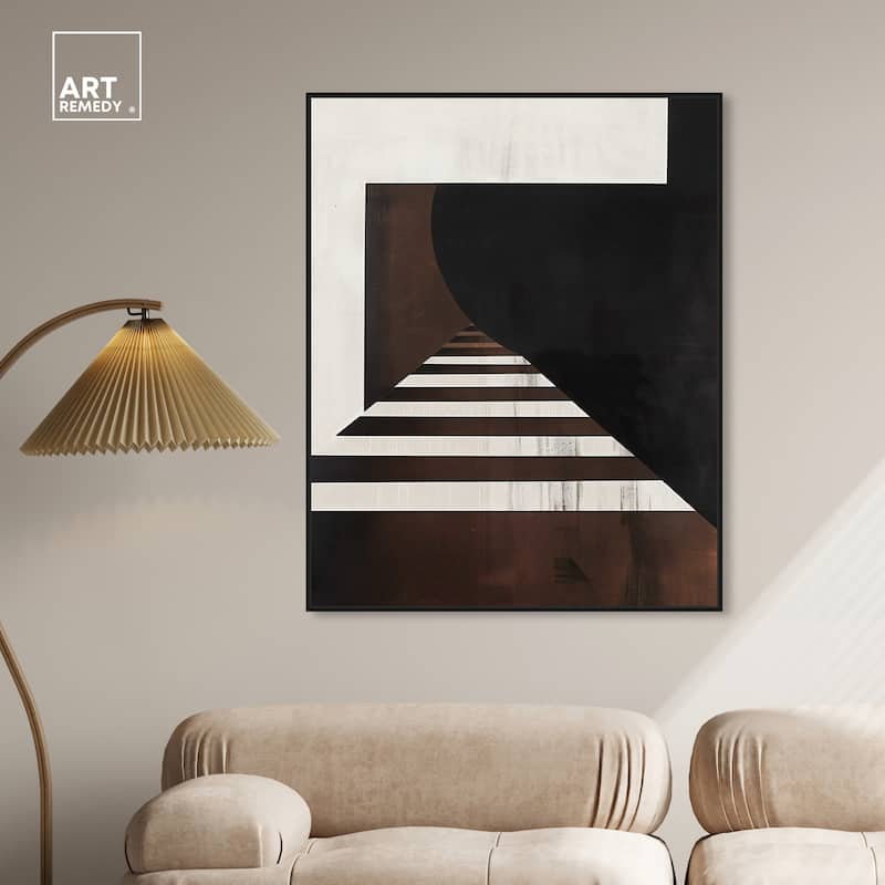 Art Remedy Vertigo Framed Abstract Shapes 1 Piece Canvas Wall Art