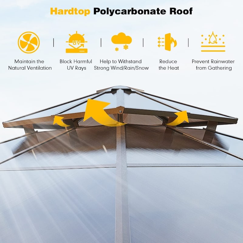 EROMMY 12'x12' Outdoor Double Roof Hardtop Gazebo for Patio, Garden
