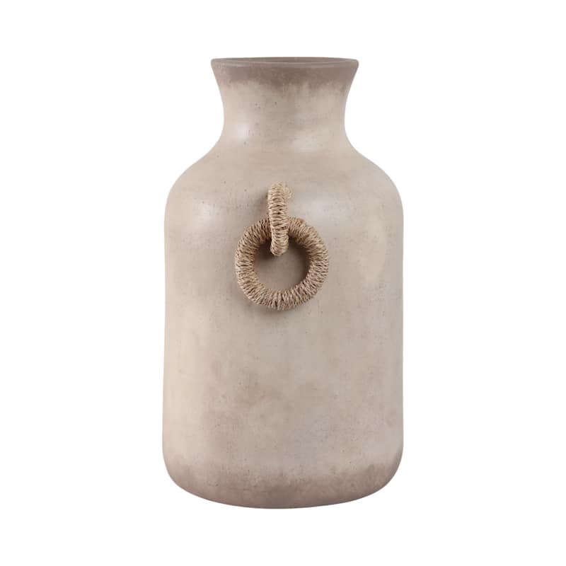 Pottery Jute Decorative Vase Rustic Wrapped Handles Clay Design