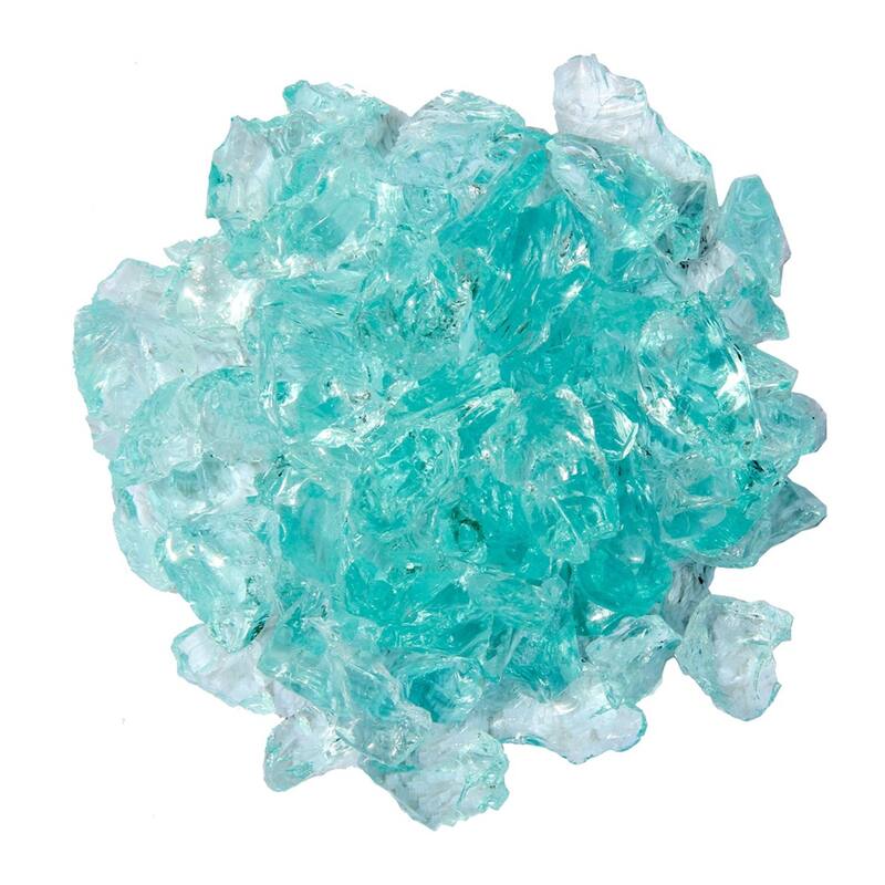 Aqua Round Reflective Fire Pit Glass