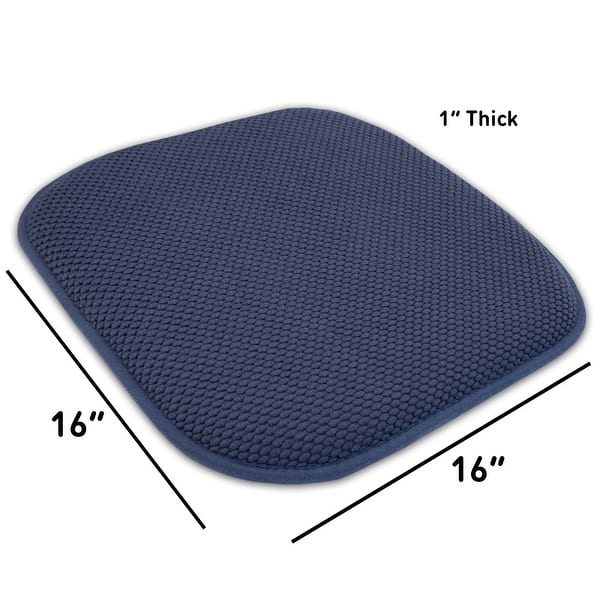 Sweet Home Collection Honeycomb Memory Foam No Slip Back Chair Pad Cushion Navy 16" x 16"
