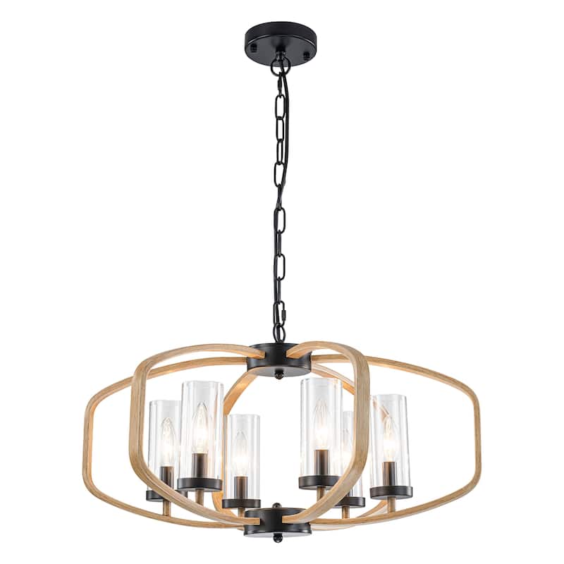 Starsky 6-Light 23in. Modern Farmhouse Unique Ceiling Lights Geometric Lantern Chandelier