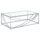 preview thumbnail 1 of 3, Lille Rectangular Glass Top Coffee Table Chrome Glass - Chrome