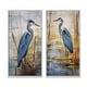 preview thumbnail 8 of 11, Designart "Blue Heron By The Watersite Watercolor I" Animals Framed Wall Art Set Of 2 Canvas Set For Living Room Decor