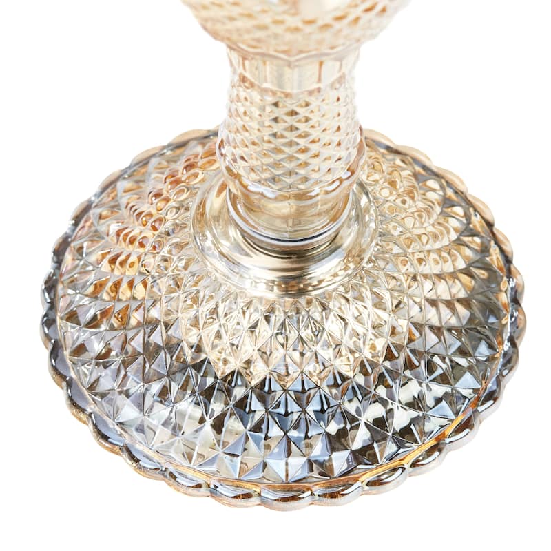 Silver Orchid White Champagne Glass and Metal Table Lamp - 13.875"L x 13.875"W x 24"H