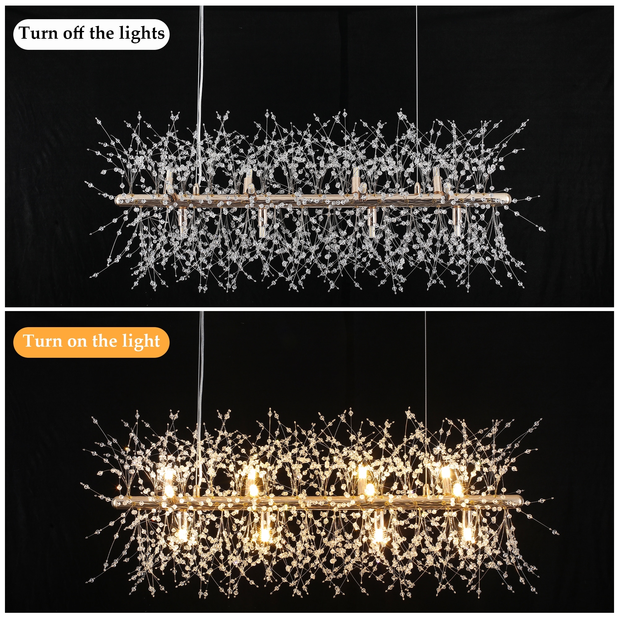 36.6 inch 12-Light Modern Firework Crystal Chandelier for