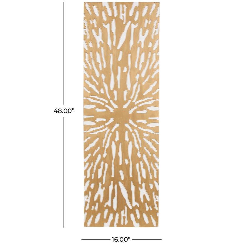 Gold Wooden Abstract Carved Starburst Wall Decor with White Backing