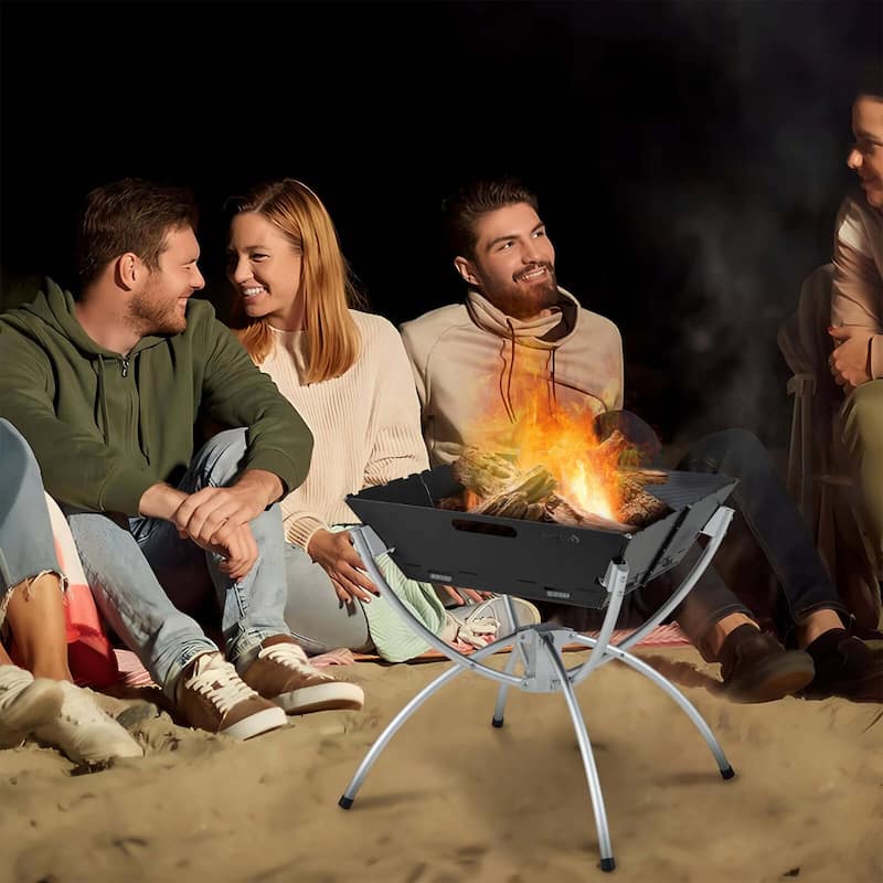 Costway 3-in-1 Portable Charcoal Grill Folding Camping Fire Pit with - See Details