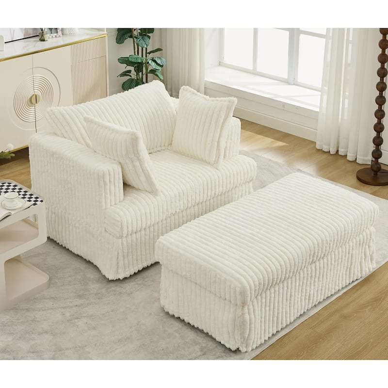 Beige 47.8" Oversized Chaise Longue Chair