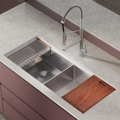 Rivage 45 x 19 Dual Basin Undermount Kitchen Workstation Sink - 45 x 19