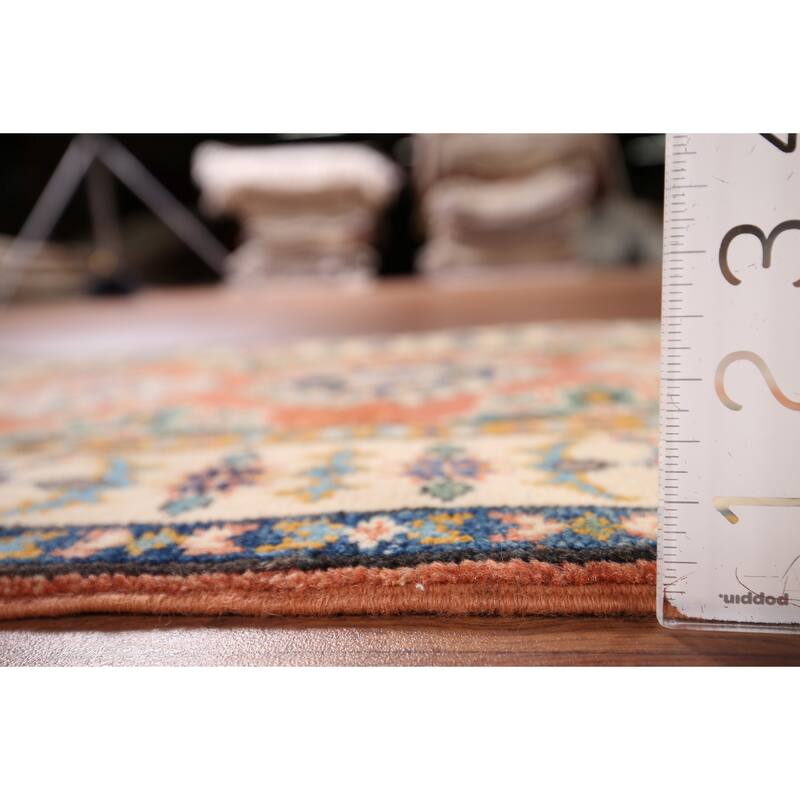 Geometric Kazak Accent Rug Handmade Orange Wool Carpet - 2'0" x 3'0"