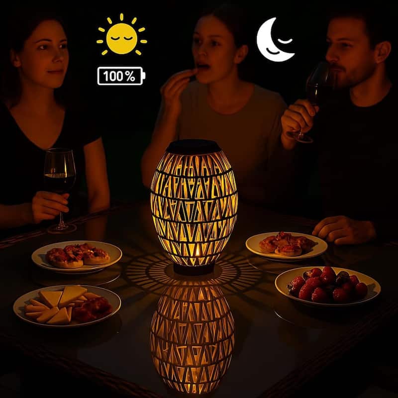 Aria Home Solar Wicker Lantern Outdoor with Rattan Weave and LED Light