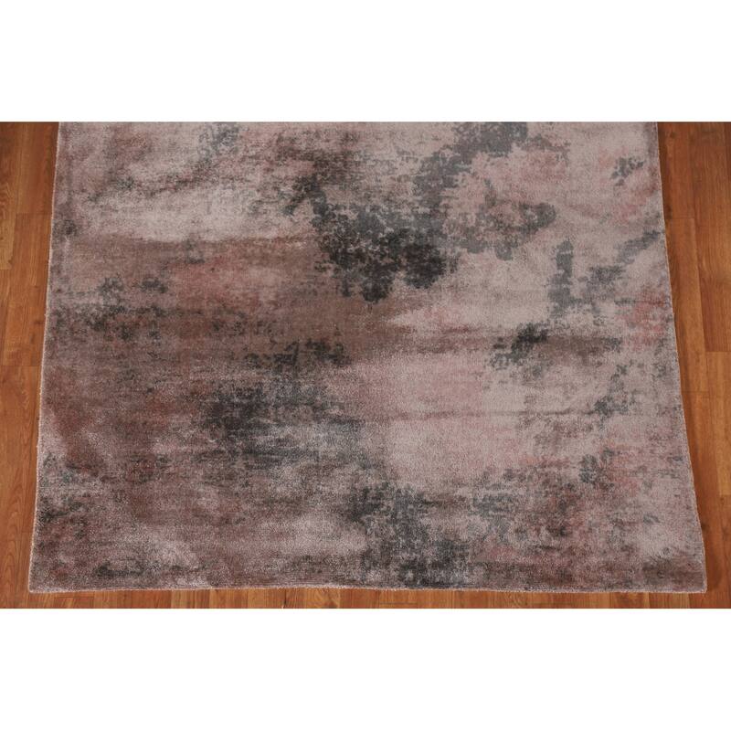 All-Over Abstract Indian Modern Rug Hand-Knotted Wool Carpet - 4'10"x 6'11"