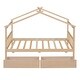 preview thumbnail 6 of 7, Twin Size Wooden Creativity House Bed Kids Bed with Drawers, Natural