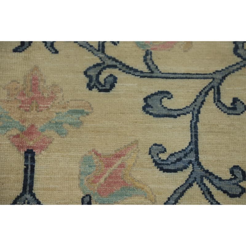 Hand Knotted Traditional Wool Beige Geometric Area Rug - 10' 0'' X 8' 1''