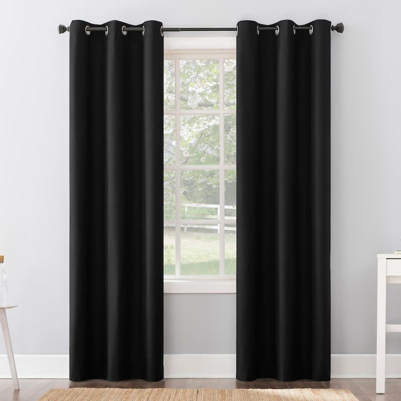 Sun Zero Cyrus Thermal Total Blackout Grommet Curtain Panel, Single Panel - 40 x 63 - Black