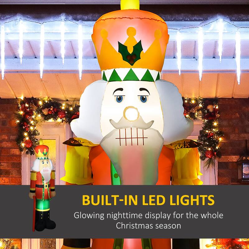 HOMCOM 8' Inflatable Christmas Nutcracker Soldier with 4 LED Lights, Blow-Up Outdoor LED Yard Display, Waterproof