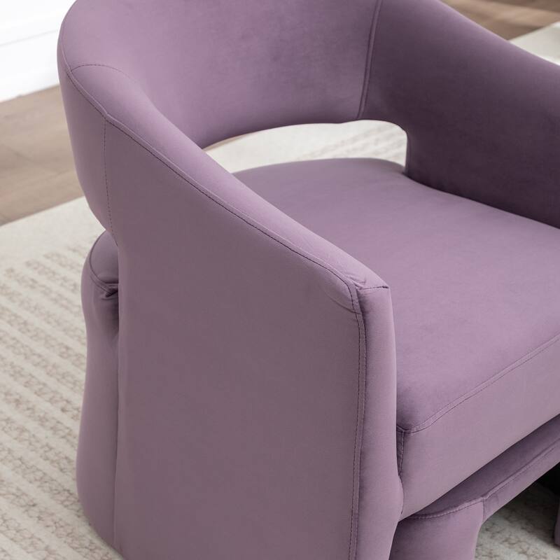 SEYNAR Modern Glam Velvet Accent Armchair Open Back with Ottoman Set of 2