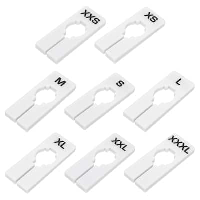 Rectangle Clothes Dividers for Hanging Clothes, 40 Pack 8 Sizes - White