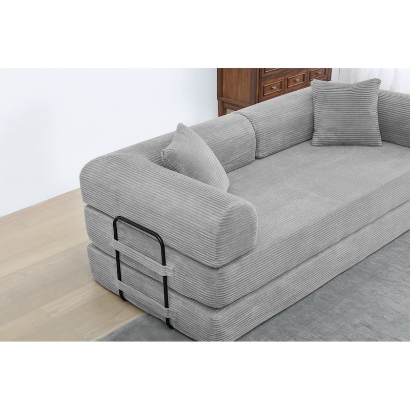 Twilight 2 - Piece Convertible Sleeper Sofa Bed, Corduroy Folding Mattress Couch with Fixed-Shape Framefor Cozy Living Spaces