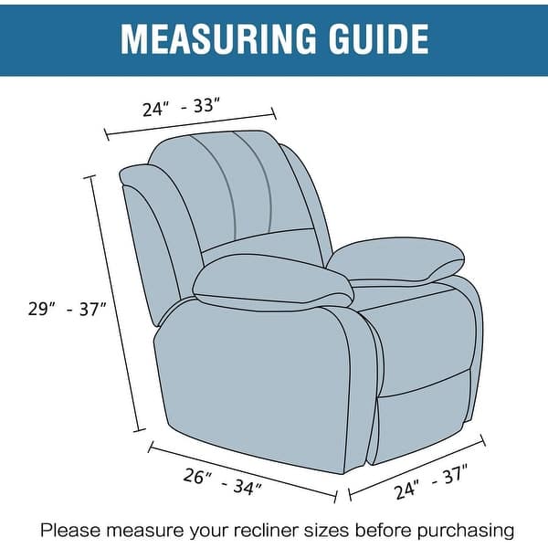 dimension image slide 2 of 3, Enova Home Real Velvet Spandex Recliner Chair Slipcover with Elastic Bottom Side Pocket