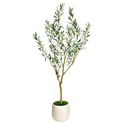 Artificial Olive Tree in White Decor Pot