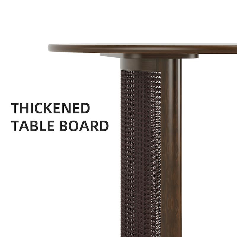 67"L×33.5"W Oval Wood Dining Table Double Rattan Pedestal Kitchen Table