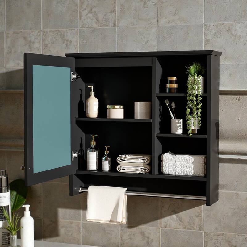 30 Inch Wall Mounted Bathroom Mirror Medicine Cabinet with Adjustable Shelf, Soft Close Hinges, MDF Storage