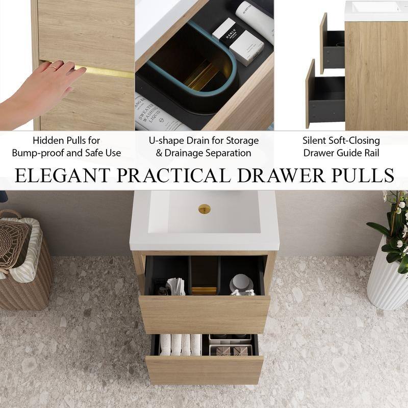 Abruzzo 24" Freestanding Bathroom Vanity with Stone Resin Sink and Two Soft Close Drawers