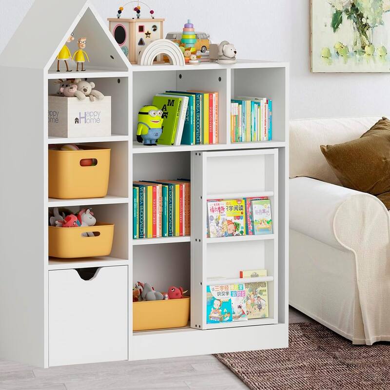 Kids Bookshelf with Storage, Toy Organizer, Kids Bookshelf with Storage Cubby,Bookcase
