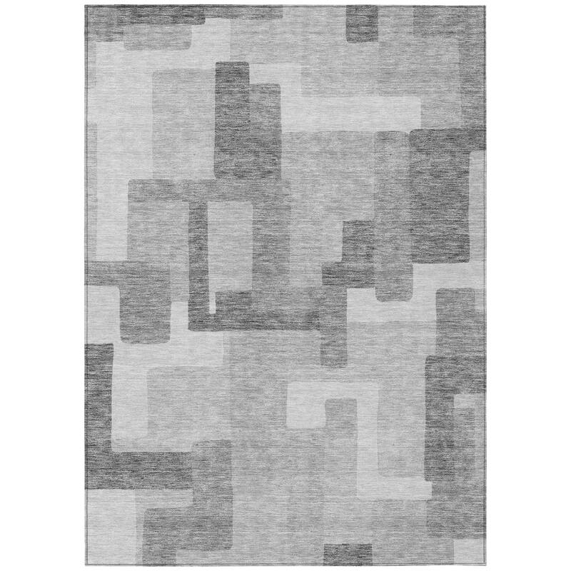 Machine Washable Indoor/ Outdoor Chantille Contemporary Blocks Rug