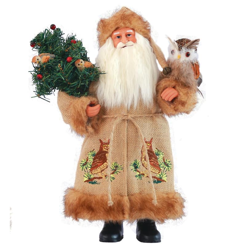 15" Night Watchman Santa - Brown