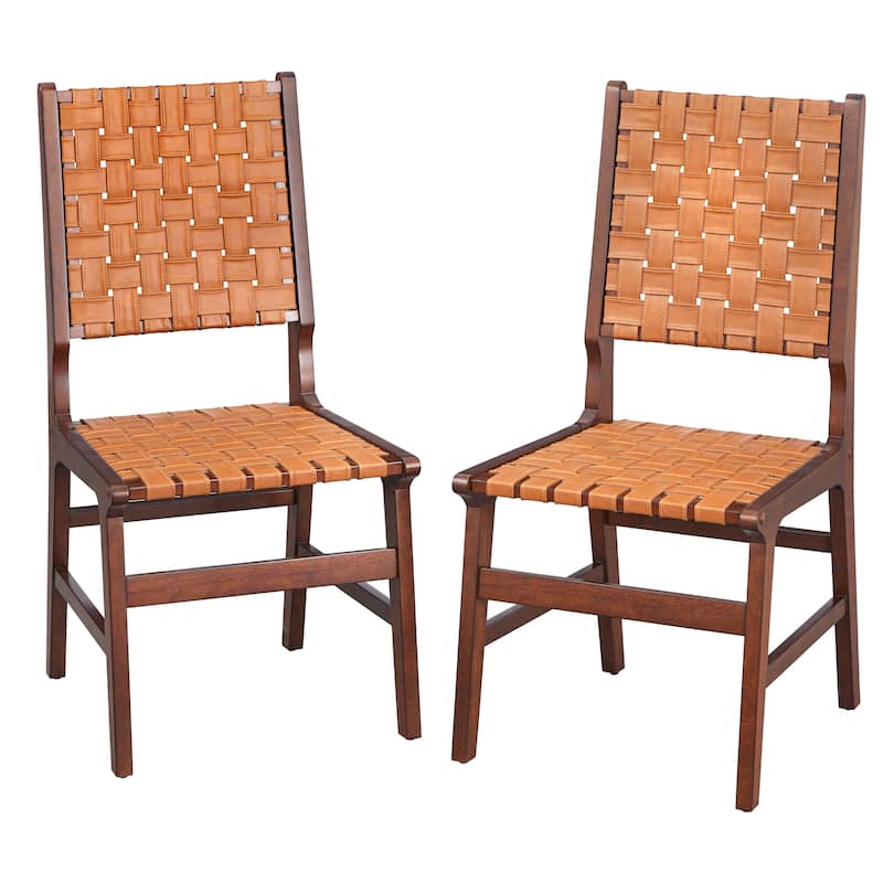 Lifestorey Brady Solid Wood Woven Dining Chair (Set of 2)