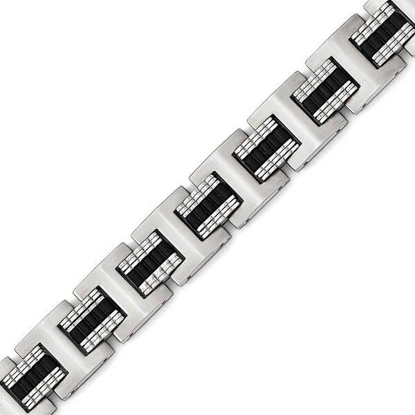 Chisel Stainless Steel Brushed and Polished Black IP-Plated 8.75 inch Bracelet