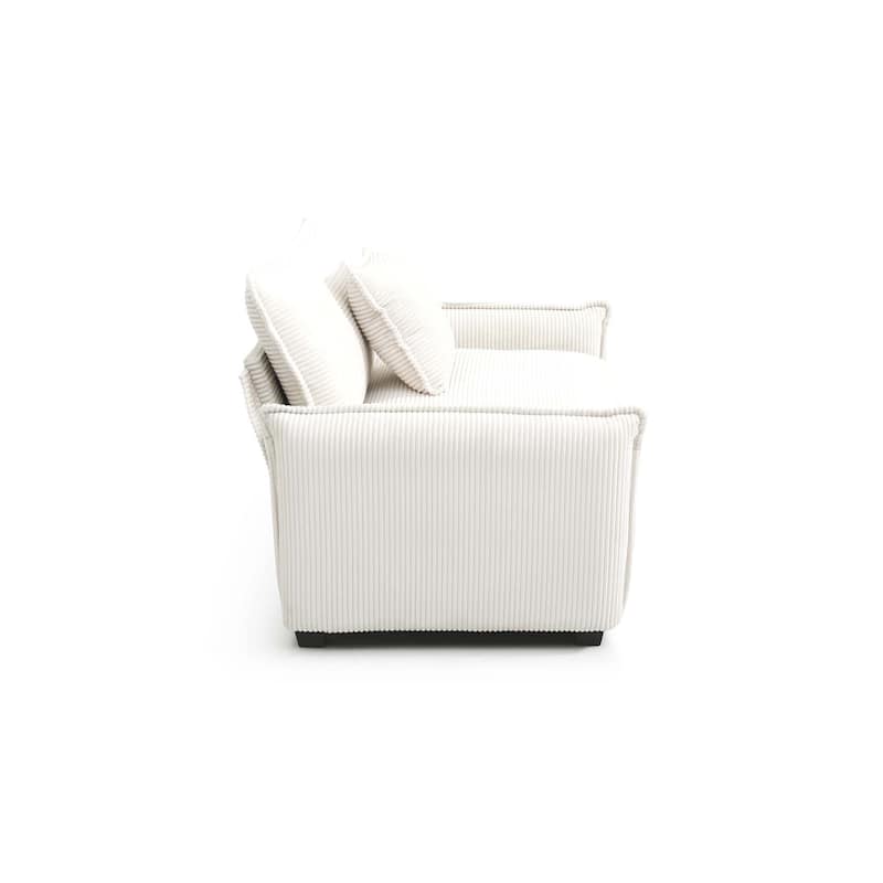 Corduroy Fabric Single Sofa Chair, Comfy Upholstered Reading Lounge Chair, Single Sofa with Removable Armrests & Pillow