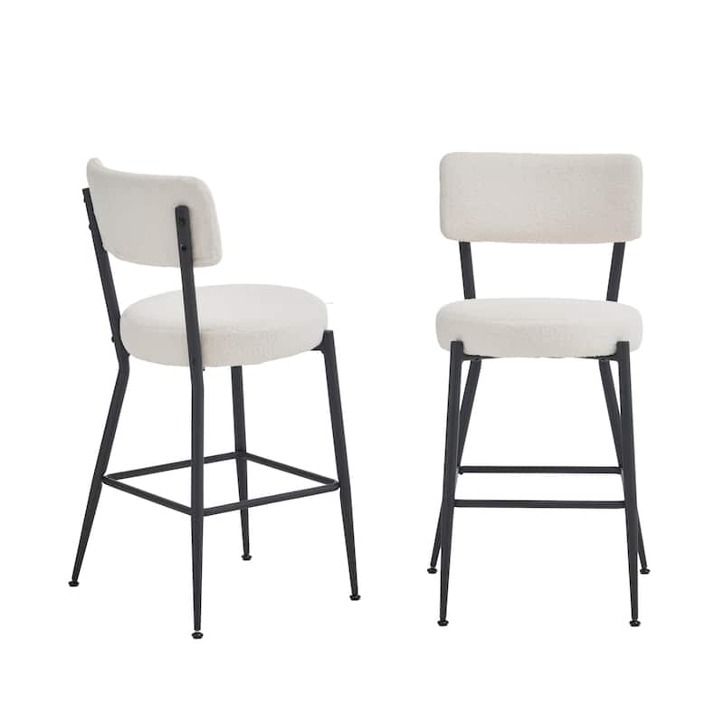 GDFStudio - Maddox Modern Metal Bar Stool with Teddy Fleece Upholstery