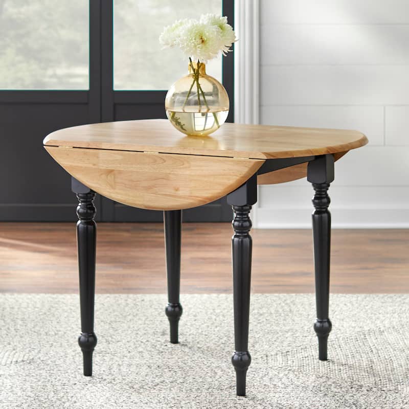 Simple Living Two-tone 40-inch Rubberwood Round Drop-leaf Table