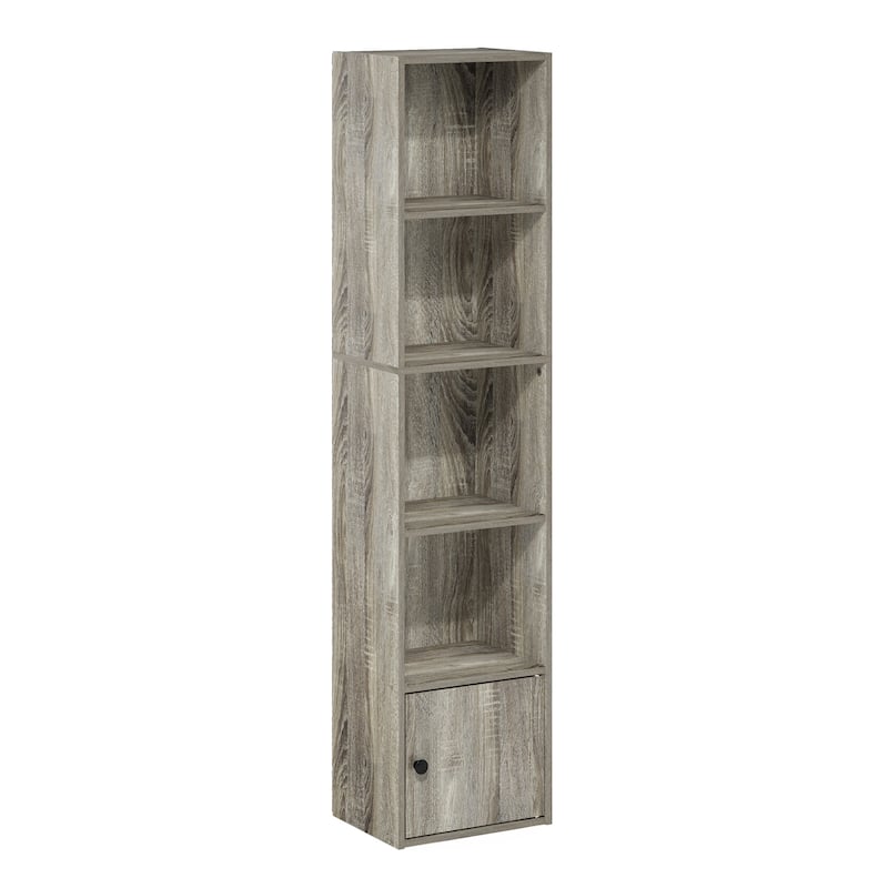 Furinno Luder 5-Tier Shelf Bookcase with 1 Door Storage Cabinet