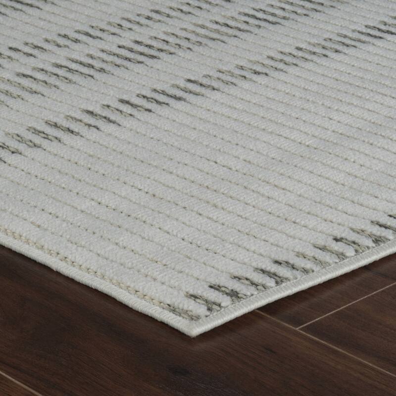 Jasi Stripe Weather Resistant Sleek Contemporary Runner Outdoor Rug