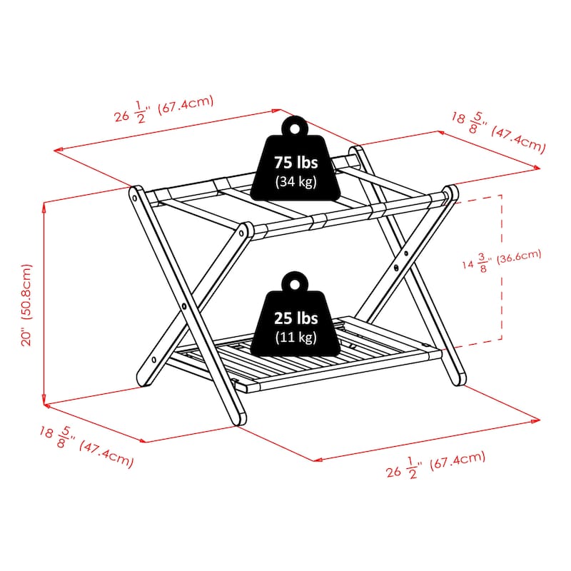 Brown Foldable Luggage Rack/Shelf for Home