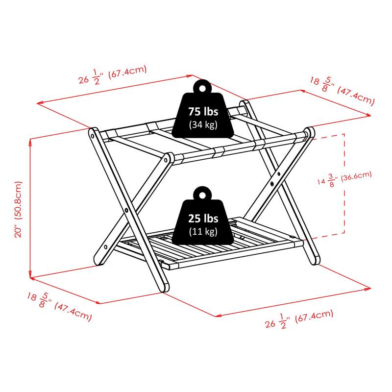 Brown Foldable Luggage Rack/Shelf for Home