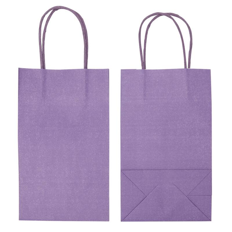 Blue Panda 25 Pack Small Gift Bags with Handles for Gifts, Paper Bag, Purple, 9 x 5.5 x 3"
