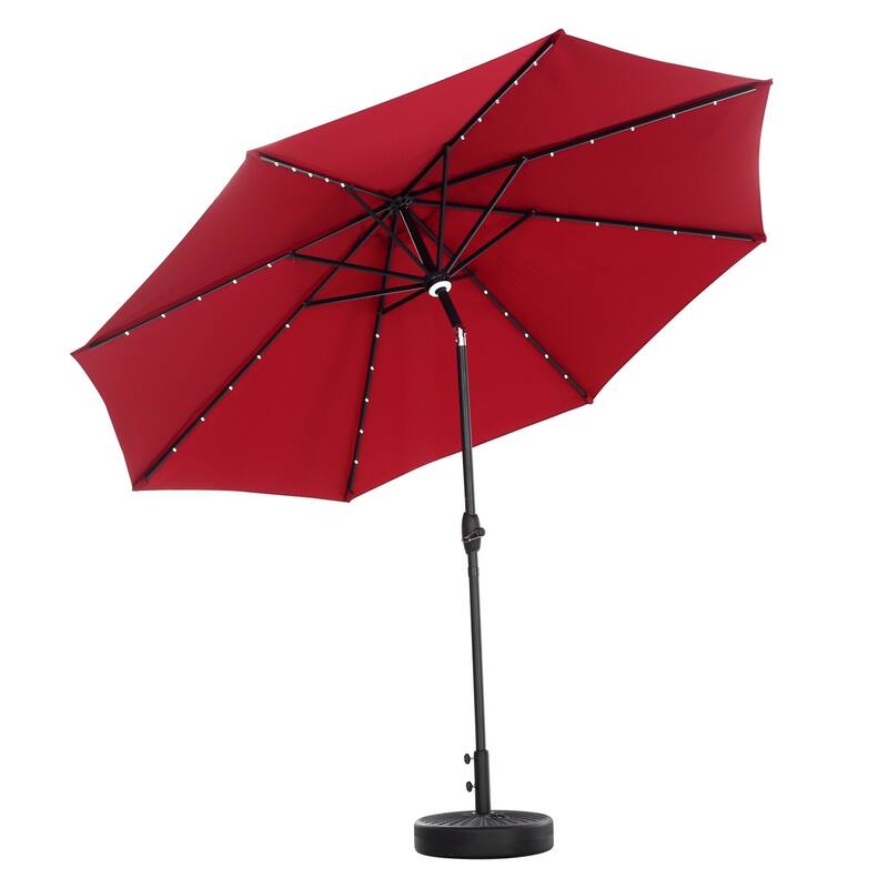 Ainfox 10ft Patio Umbrella with Lights without Base Outdoor Solar Umbrella