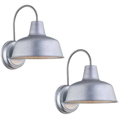 1-Light Outdoor Barn Light With Galvanized finish 2 Pack - 10.54"x12.69"x13"