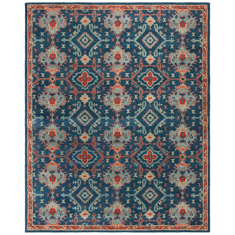SAFAVIEH Handmade Heritage Pauliina Traditional Oriental Wool Rug - 9' x 12' - Blue/Multi